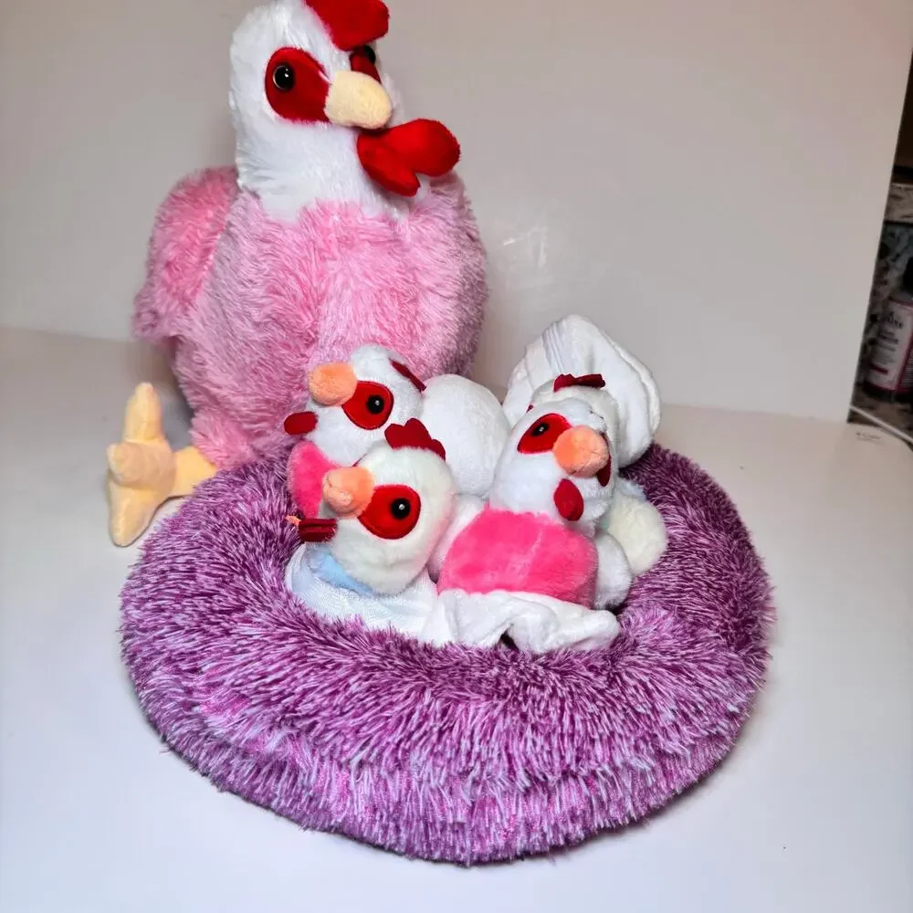 9-in-1 Plush Hen & Chicks Playset with Nest (Egg Laying Stuffed Animal Set)